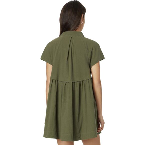 Free People Ronnie Cotton Poplin Mini Shirtdress, Oversize Fit, Green - Picture 2 of 12